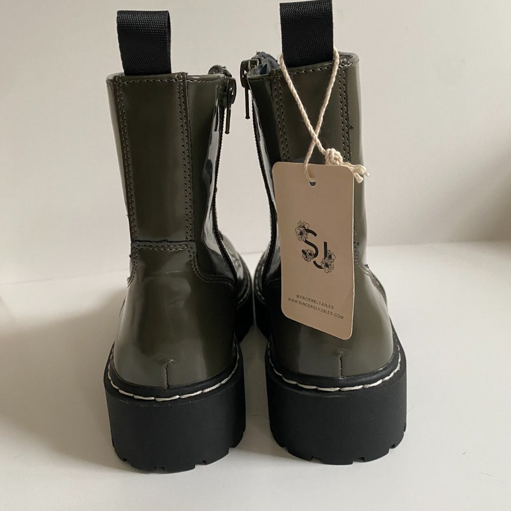 Sincerely Jules Harley Vegan Leather Olive Green Combat Boots Size 6.5 P3HA260P - Picture 4 of 11